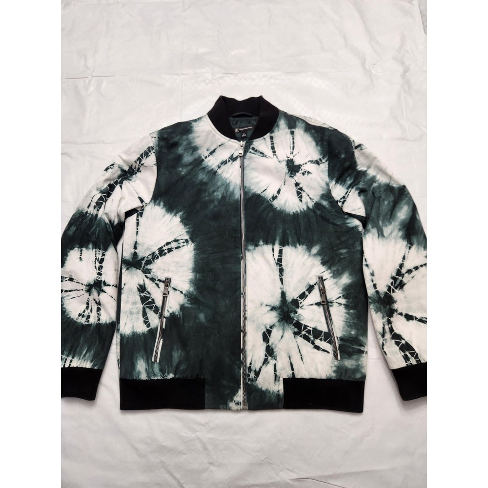 INC International Concepts Jacket Mens Medium Green Tie Dye Bomber Full Zip